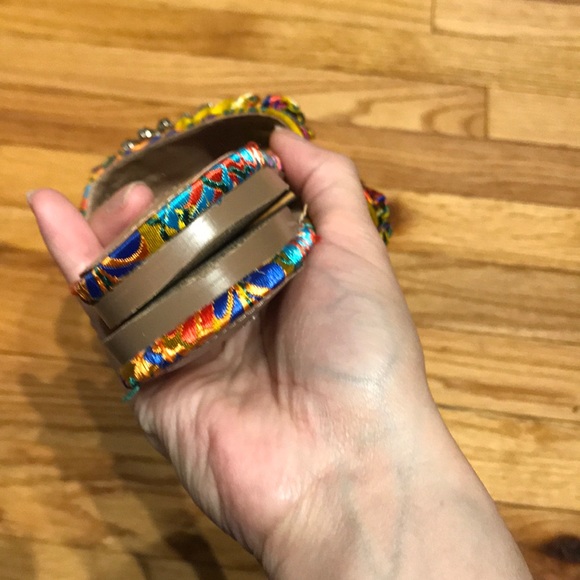 Pomona Jewel Funky Bright Neon Slide Embellished Flats Rhinestone SlipOn Crystal - Picture 7 of 9